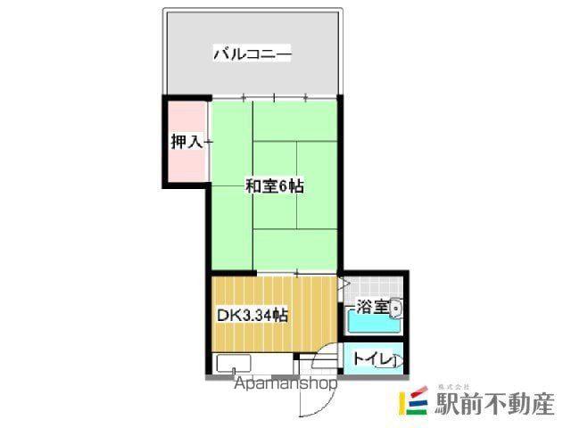 西日本鉄道甘木線 甘木駅(西鉄) 徒歩13分 2階建 築57年(1K)の間取り写真