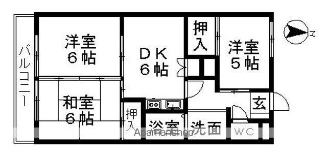 サンマンションチェリー(3DK/2階)の間取り写真