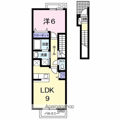リバージュ2(1LDK/2階)の間取り写真