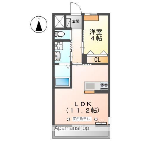 トライアングル(1LDK/2階)の間取り写真