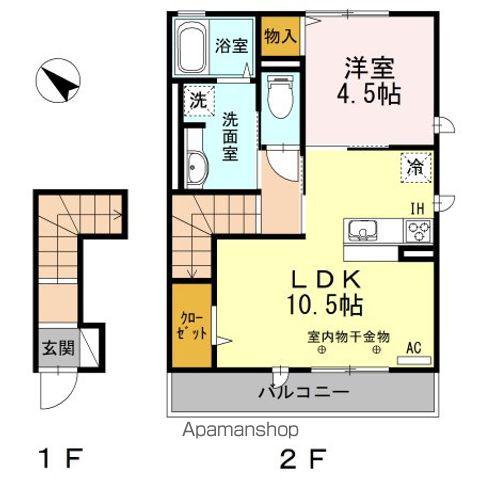 カーサ上松(1LDK/2階)の間取り写真