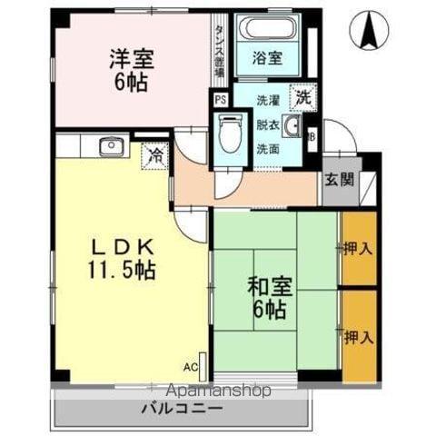 レインボーガーデン B・D棟(2LDK/3階)の間取り写真