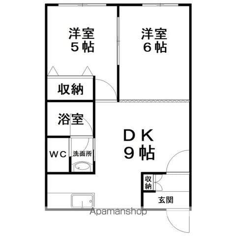 つくしハイツ(2DK/2階)の間取り写真