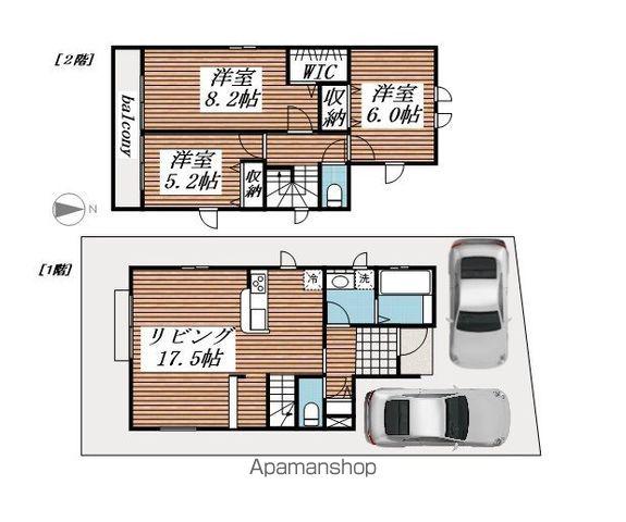 京成電鉄本線 八千代台駅 バス乗車時間：19分 こてはし第五バス停で下車 徒歩3分 2階建 築3年(3LDK)の間取り写真