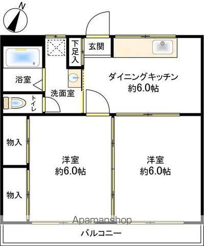 コータス牛久(2DK/1階)の間取り写真