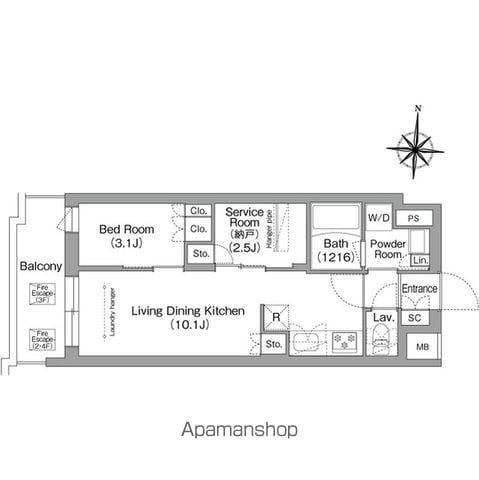 コンフォリア・リヴ南品川(1SLDK/2階)の間取り写真