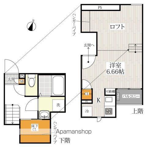 CB鳥栖ヴィレッタ(1K/2階)の間取り写真