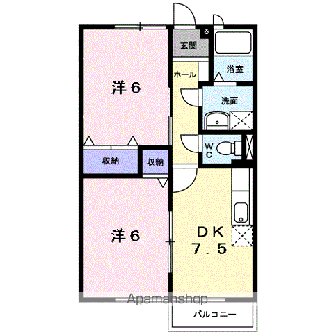 コーポ早坂(2DK/1階)の間取り写真