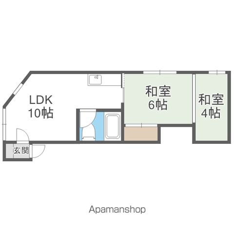 コーポ増住(1LDK/2階)の間取り写真