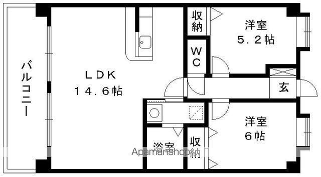 グランデール・ミマナ(2LDK/2階)の間取り写真