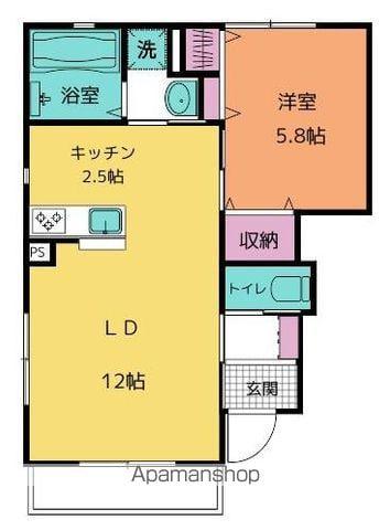 カサロサ(1LDK/1階)の間取り写真