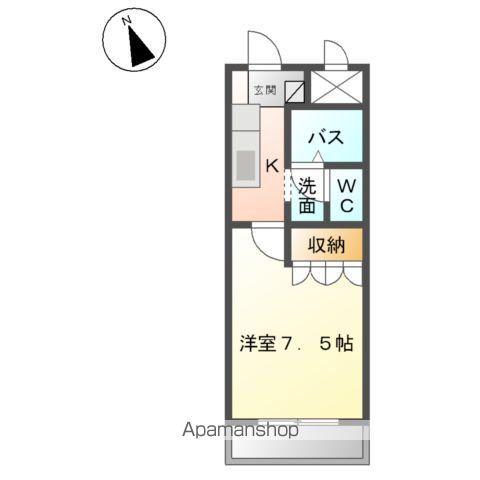 ゼン・アムール(1K/1階)の間取り写真