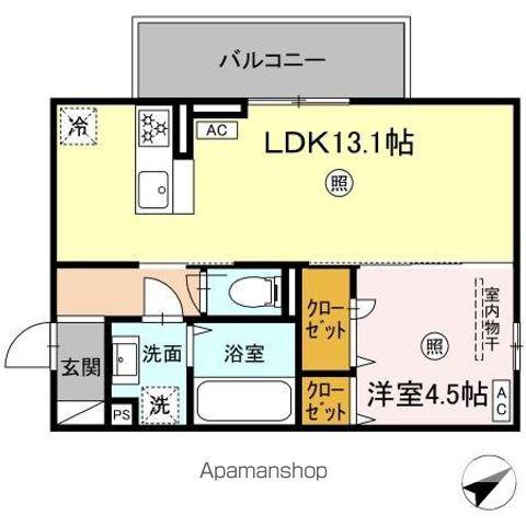 WM新八代 A(1LDK/2階)の間取り写真