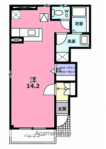 プリムローズ(ワンルーム/1階)の間取り写真