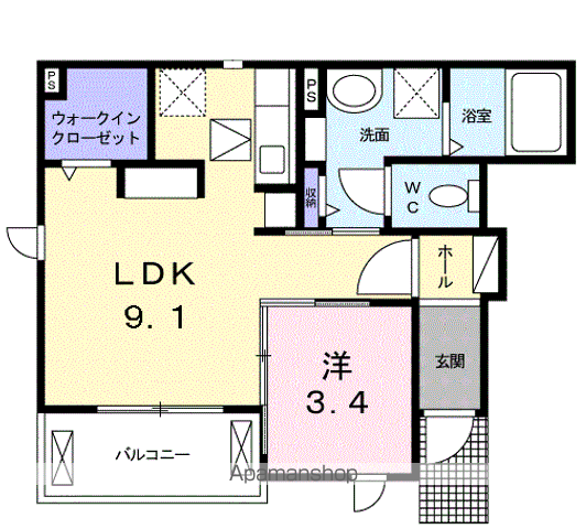 小田急電鉄小田原線 螢田駅 徒歩12分 2階建 築11年(1LDK/1階)の間取り写真