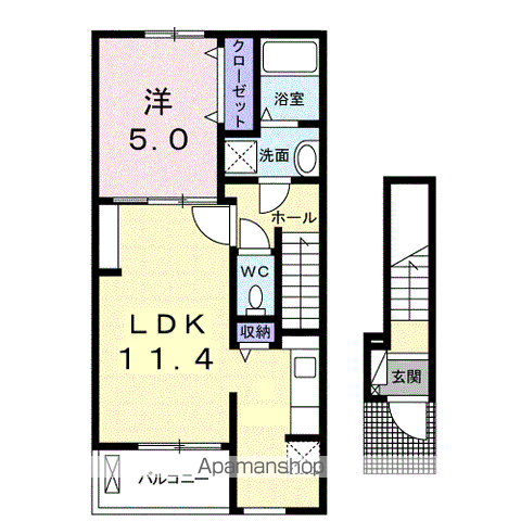 カサーレ五月Ⅰ(1LDK/2階)の間取り写真