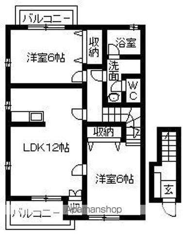 ハーブメゾン多田(2LDK/2階)の間取り写真