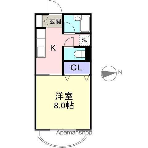 エルセラーンⅠ(1K/2階)の間取り写真
