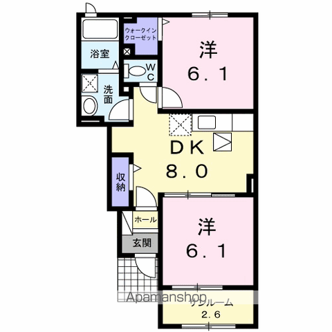 エスポワール Ⅱ(2DK/1階)の間取り写真