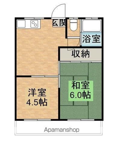 河井田コーポ(2DK/2階)の間取り写真