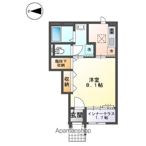 ルミエールⅡ(1K/1階)の間取り写真