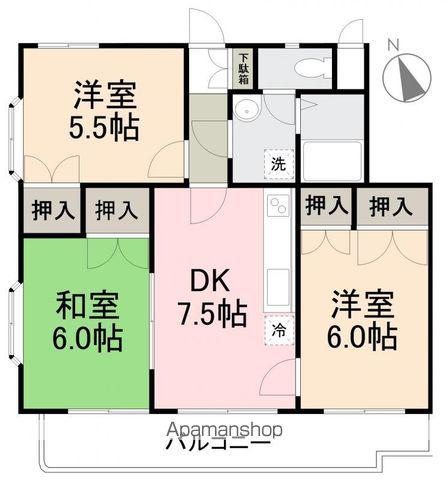 モアグローリーA・B(3DK/1階)の間取り写真