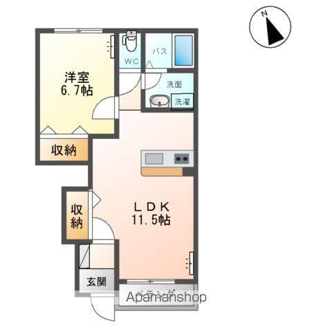 ガーデンハイム美郷(1LDK/1階)の間取り写真