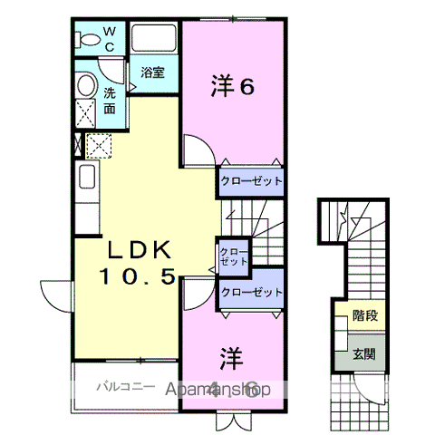 パークサイド・ケイD(2LDK/2階)の間取り写真