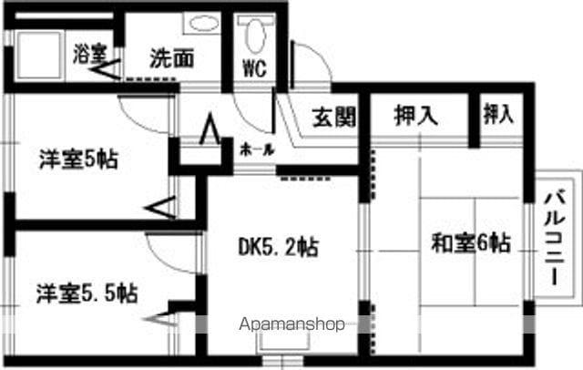 ジョイフルハイツ富木A棟(3K/2階)の間取り写真