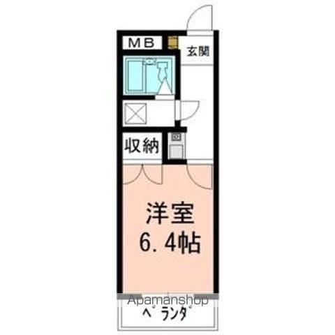 グリーンアベニュー山手(1K/4階)の間取り写真