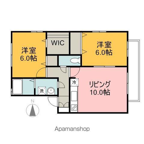 グランカーサASTYA棟(2LDK/2階)の間取り写真