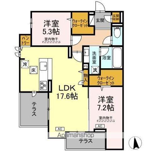 GRAND VIEW KAI(2LDK/1階)の間取り写真