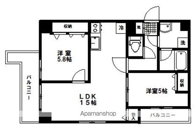 フェリース(2LDK/5階)の間取り写真