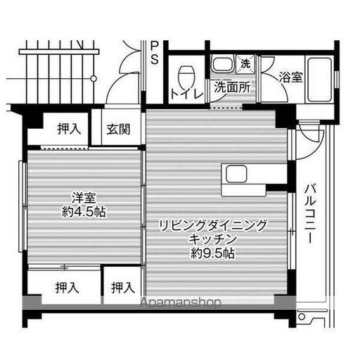 ビレッジハウス竜田 3号棟(1LDK/1階)の間取り写真