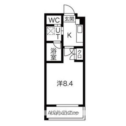 アールズヒルズ朝日が丘(1K/3階)の間取り写真