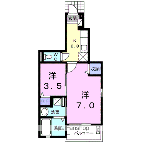 パーム ツリー Ⅱ(2K/1階)の間取り写真