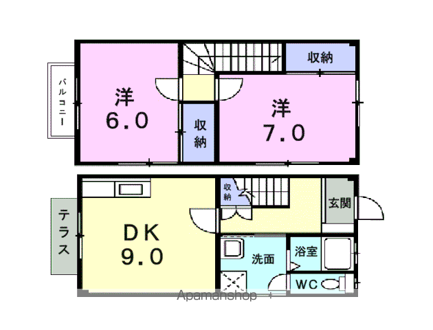 ドミールシャンテ(2LDK/1階)の間取り写真