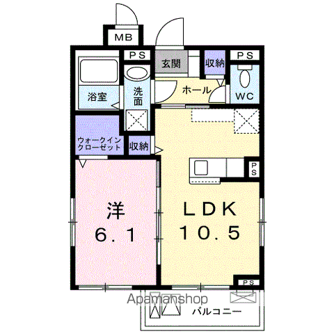 クロワール(1LDK/2階)の間取り写真