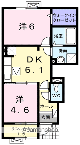 ヴィラ・アルモニーB(2DK/1階)の間取り写真