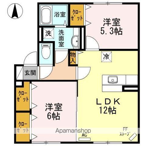 グランビュー千富(2LDK/2階)の間取り写真