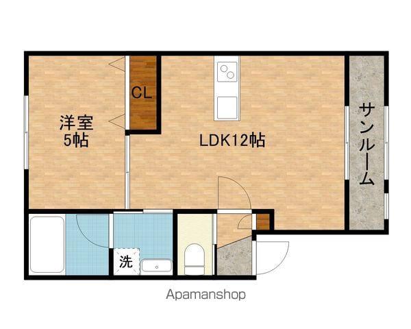 CAくるみ(1LDK/1階)の間取り写真