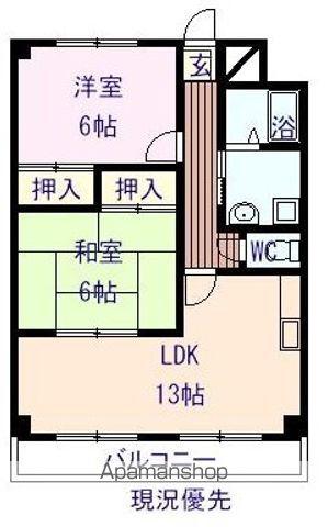 エクセレント今津(2LDK/2階)の間取り写真