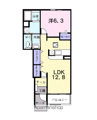 セレノⅡ(1LDK/1階)の間取り写真
