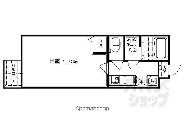 フラッティ四条大宮II(1K/2階)の間取り写真