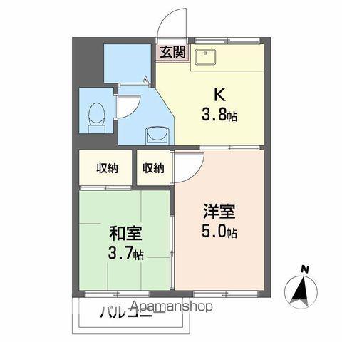 神野コーポ(2K/2階)の間取り写真