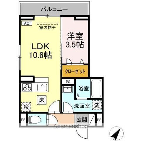 D-RESIDENCE多治米東N(1LDK/1階)の間取り写真