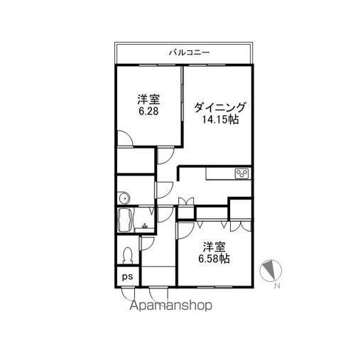 ボヌール美咲ET(2LDK/2階)の間取り写真