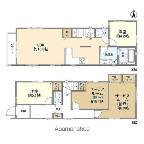 京王電鉄高尾線 京王片倉駅 徒歩5分 2階建 築1年(2SLDK)の間取り写真