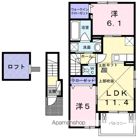 アチェロ・クオーレ(2LDK/2階)の間取り写真