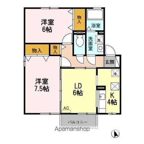 ロイヤルガーデン沢村DEF(2LDK/1階)の間取り写真